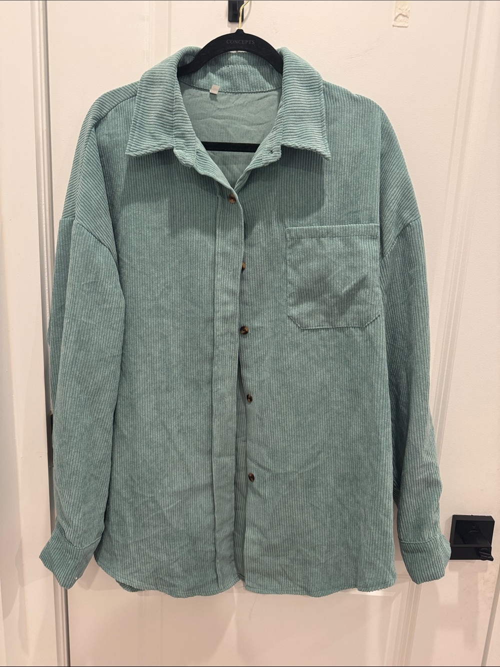 Light Teal Corduroy Button-Up Shirt